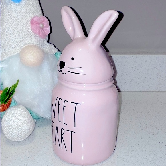 ❗️RAE DUNN PINK SWEET HEART VALENTINE SPRING BUNNY CANISTER - Picture 5 of 7